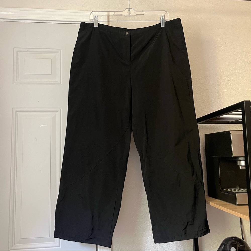 BABETTE black satin wide leg cropped balloon‎ barrel pants